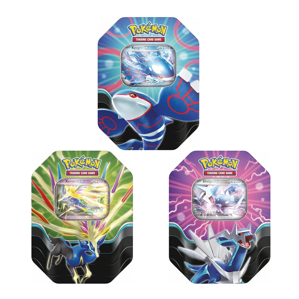 Lot de 3 Pokébox Légendes Azur Kyogre-ex, Xerneas-ex et Dialga-ex